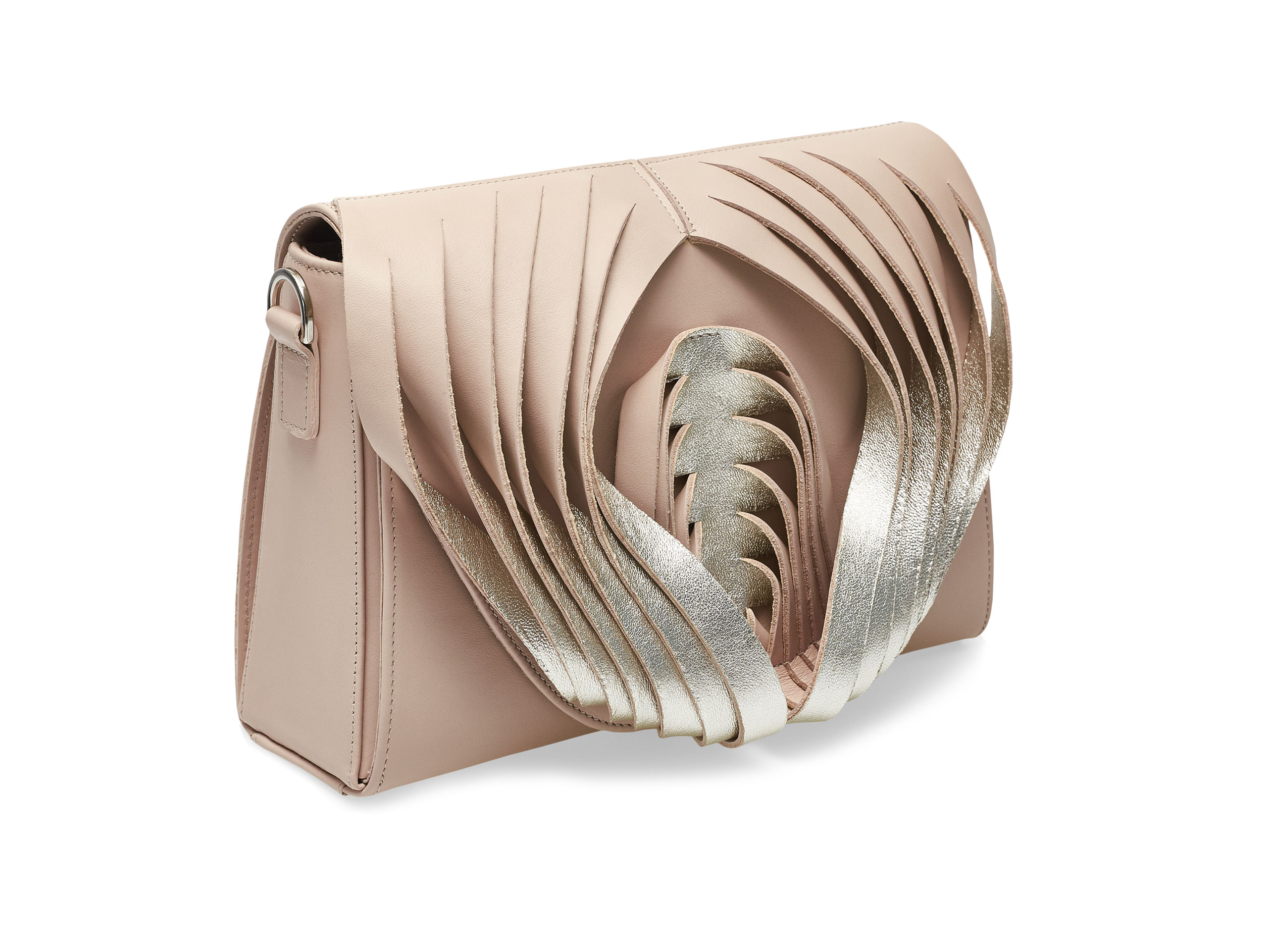 Golovina Angel Wings & Heart leather bag rose quartz and silver