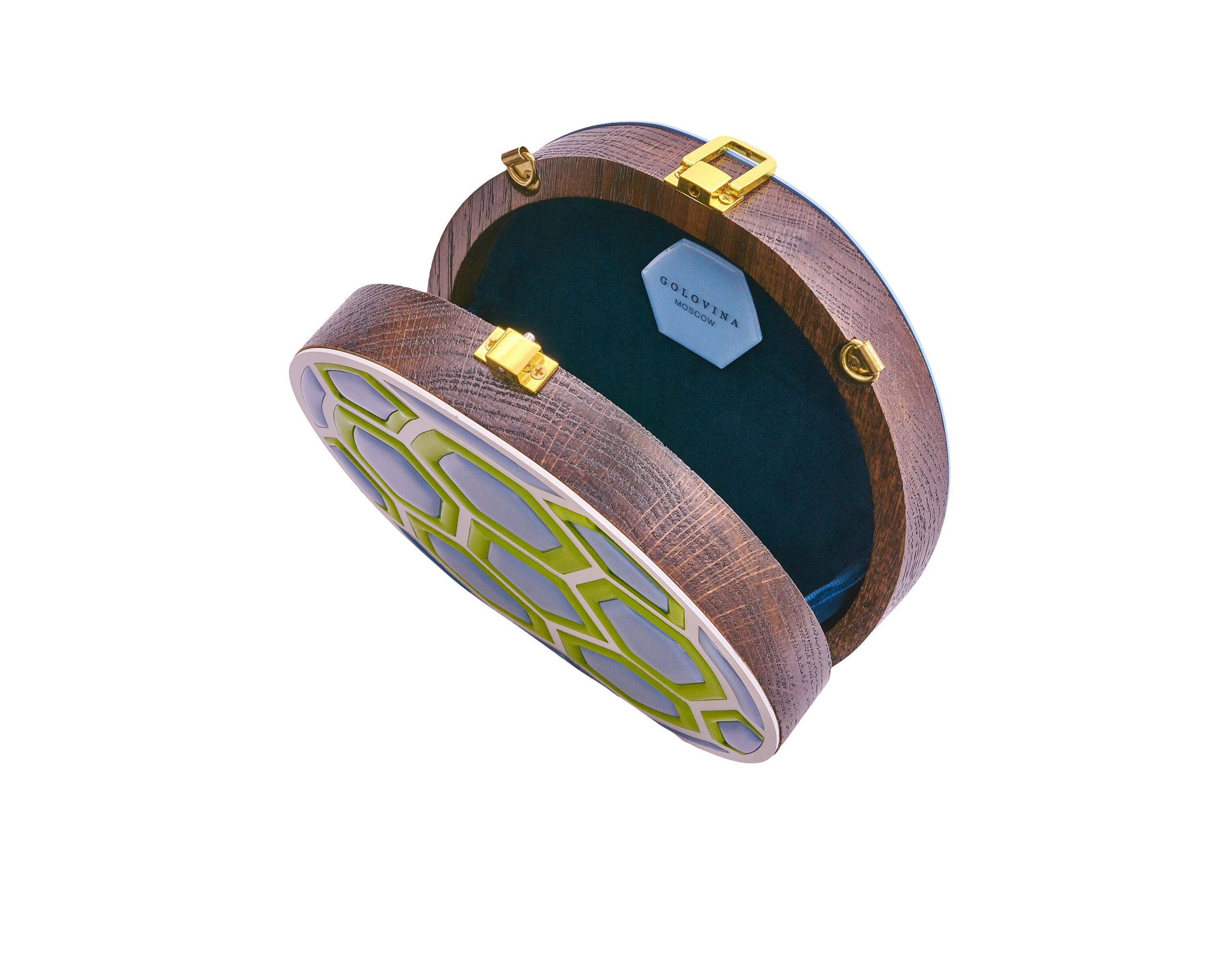 Golovina match ball clutch bag lime and blue