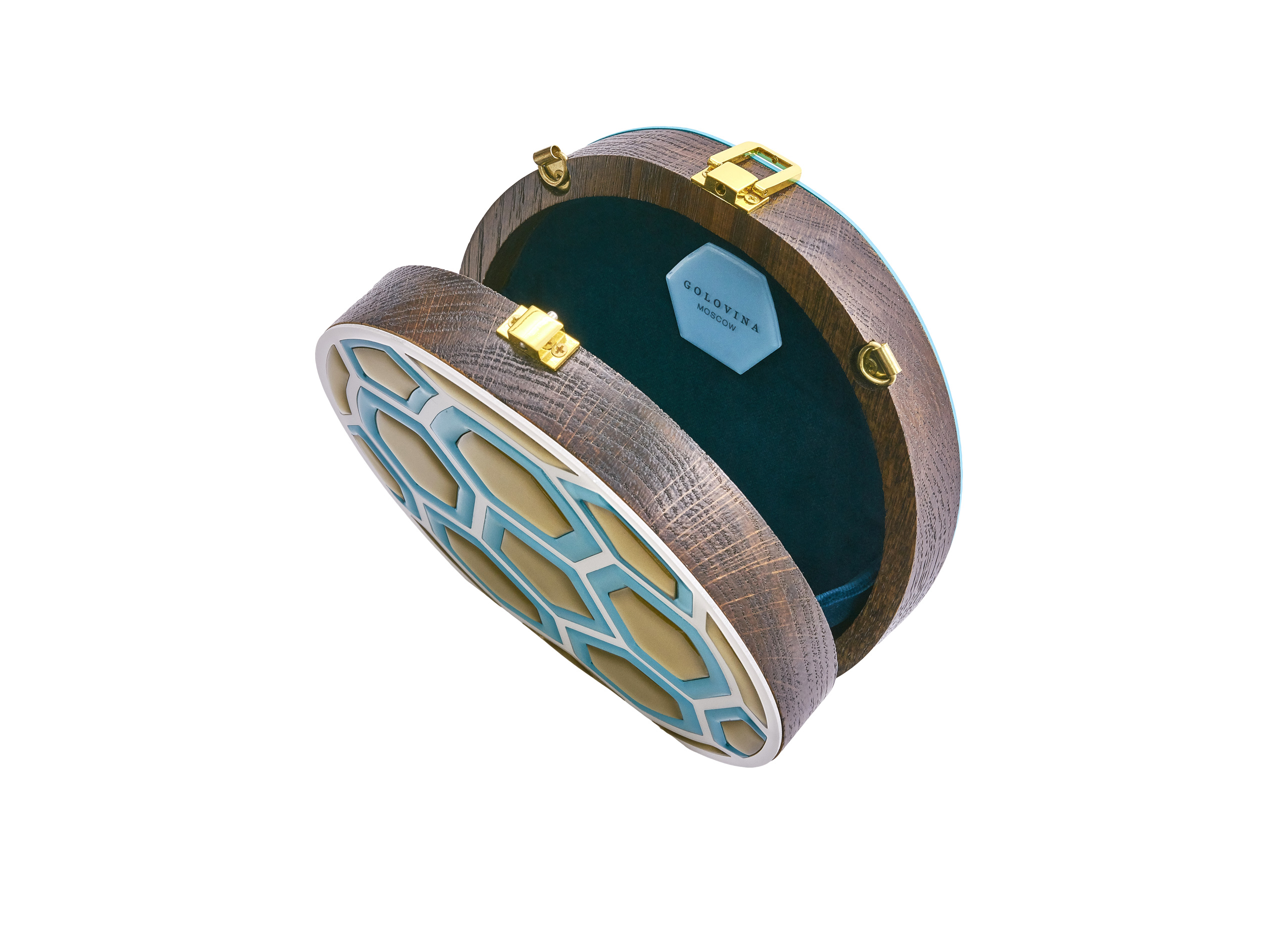 Golovina match ball clutch bag turquose and gold